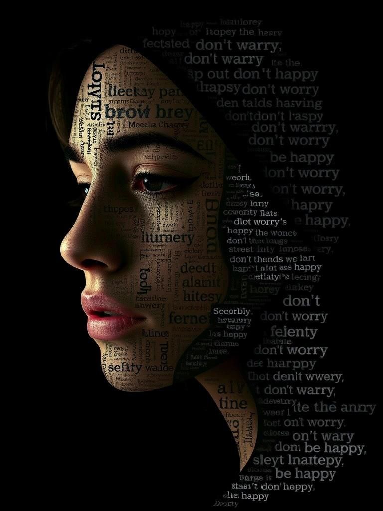 Typographic Portrait of a Fragile Woman