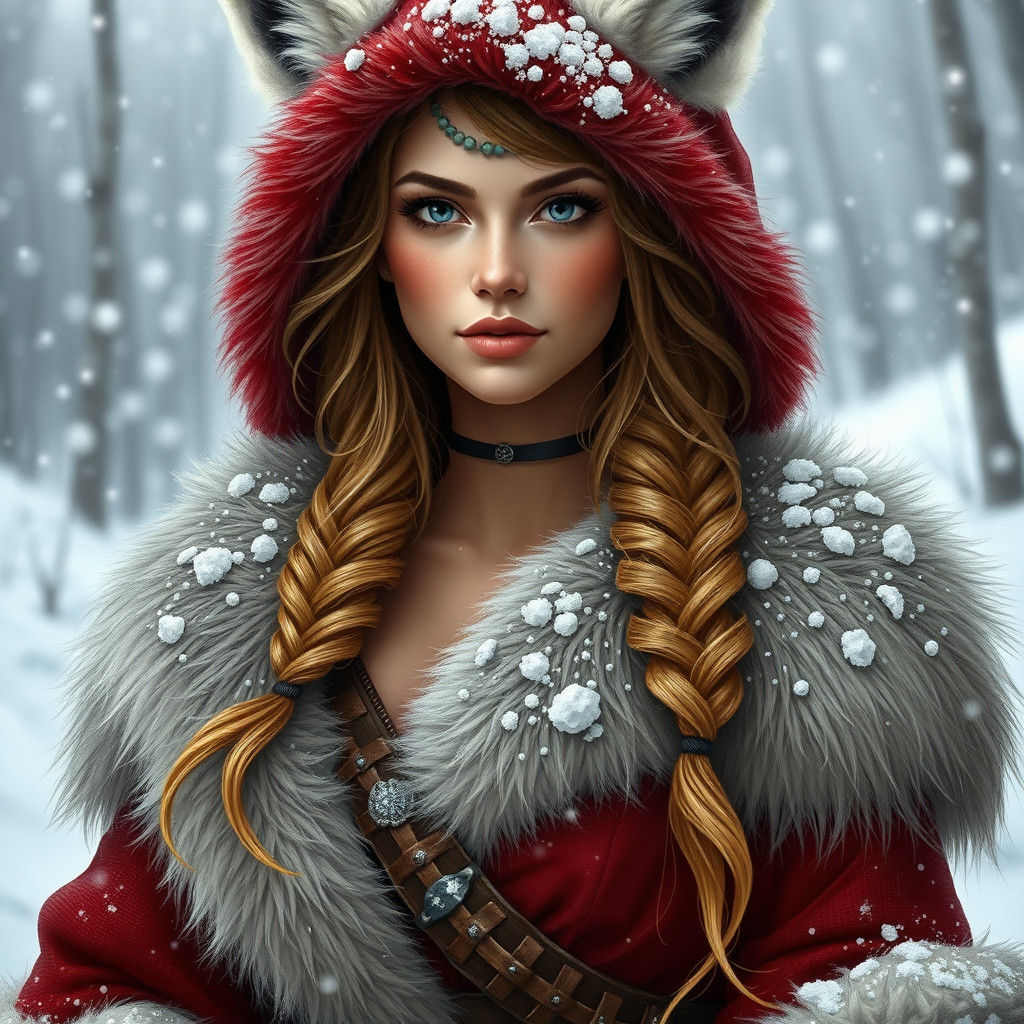 Snow Fox Viking Pinup Woman