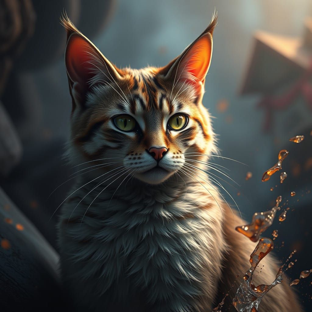 Ethereal Feline in Vibrant Dreamscape