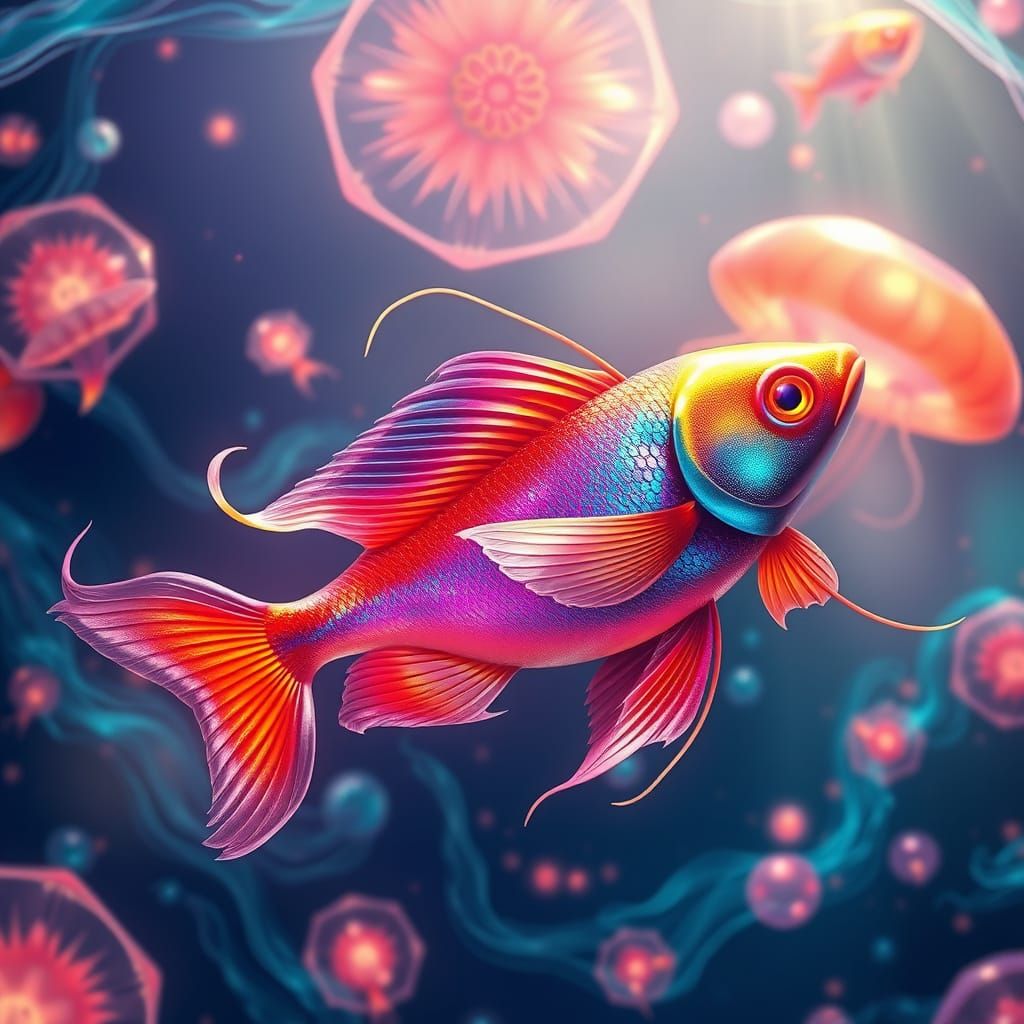 Glowing Fish in a Vibrant Aquatic Ballet