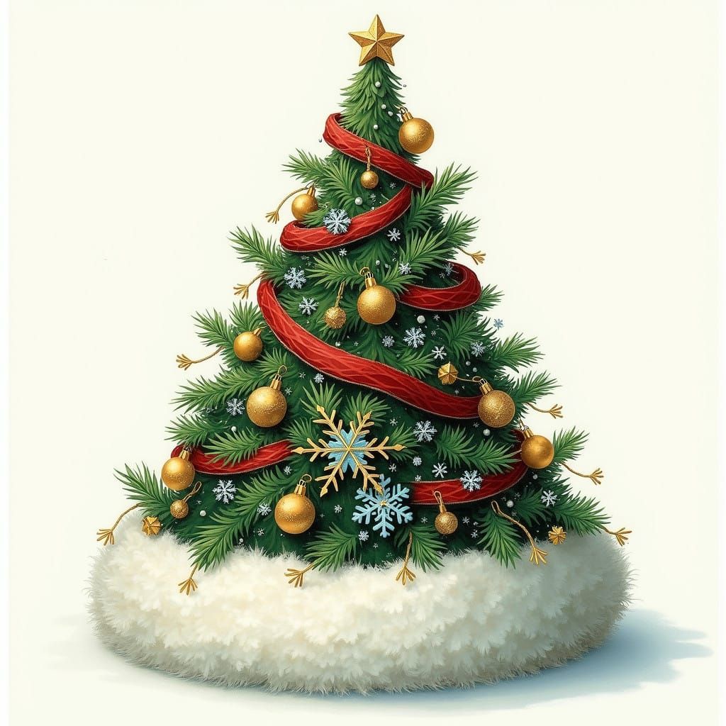 Whimsical Christmas Santa Hat as a Decorated Christmas Tree