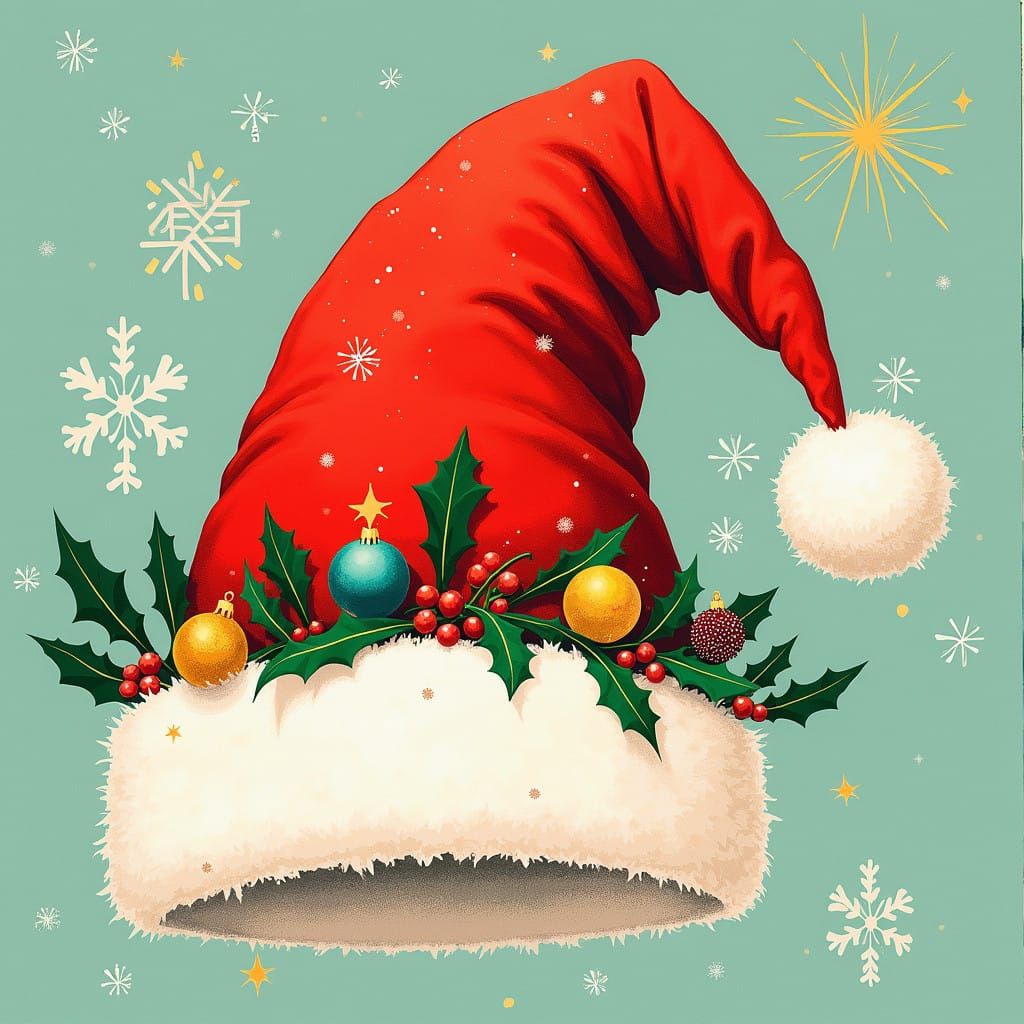 Vibrant Santa Christmas Hat in Whimsical Style