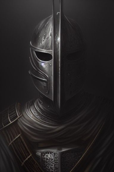 Detailed Knight Illustration in Retrofuturist Style