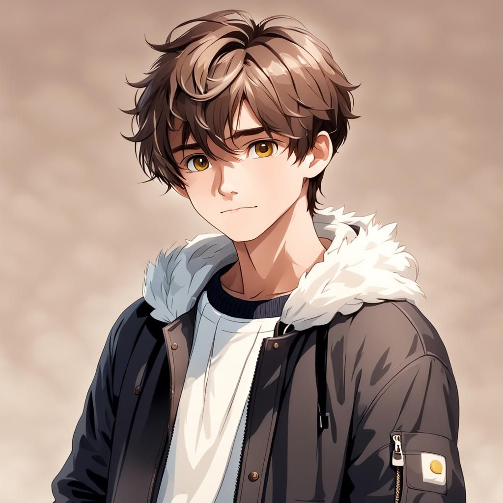 Handsome Guy with Short Fluffy Brown Hair