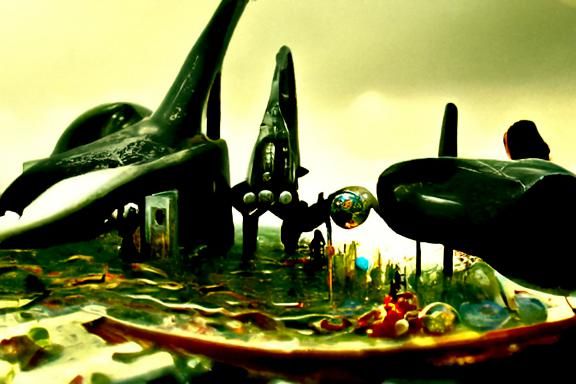 Flying Fortress Whale in Surreal Photorealism