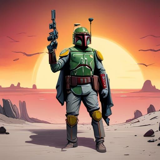 Detailed Matte Painting of Boba Fett in 8k