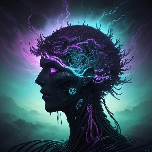 Neon Gas Portrait in Bioluminescent Style