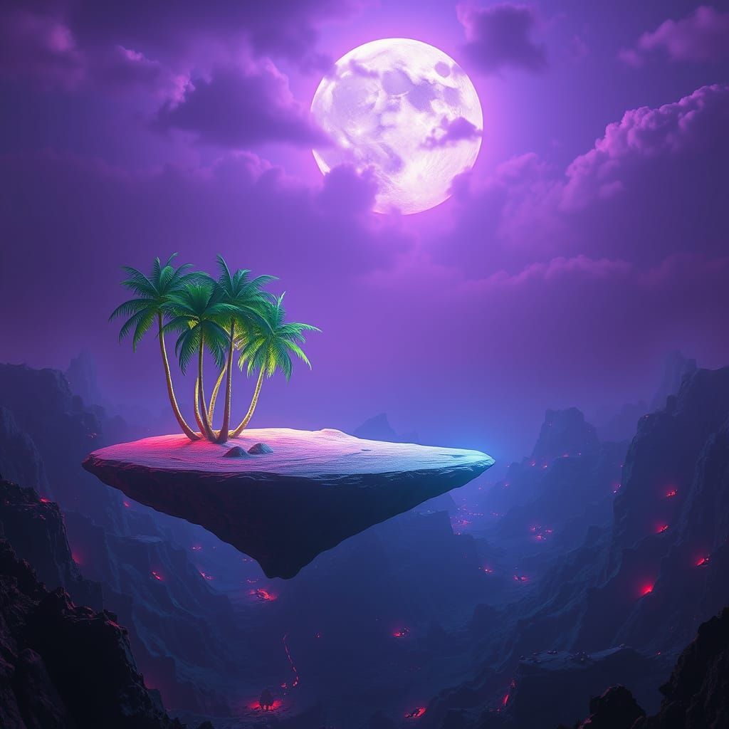 Floating Island Paradise Above Hellscape