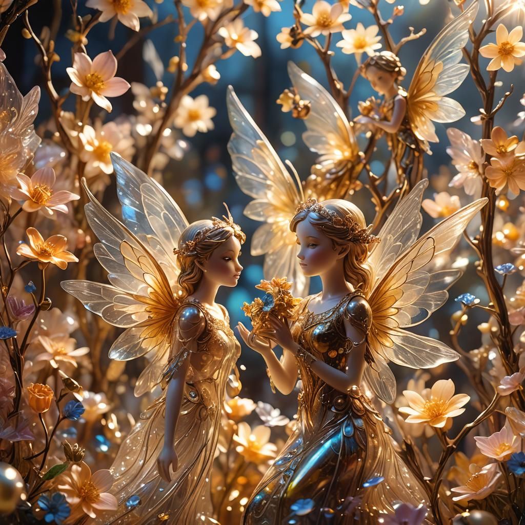 Enamel Glass Figurines in Fantasy Art Style