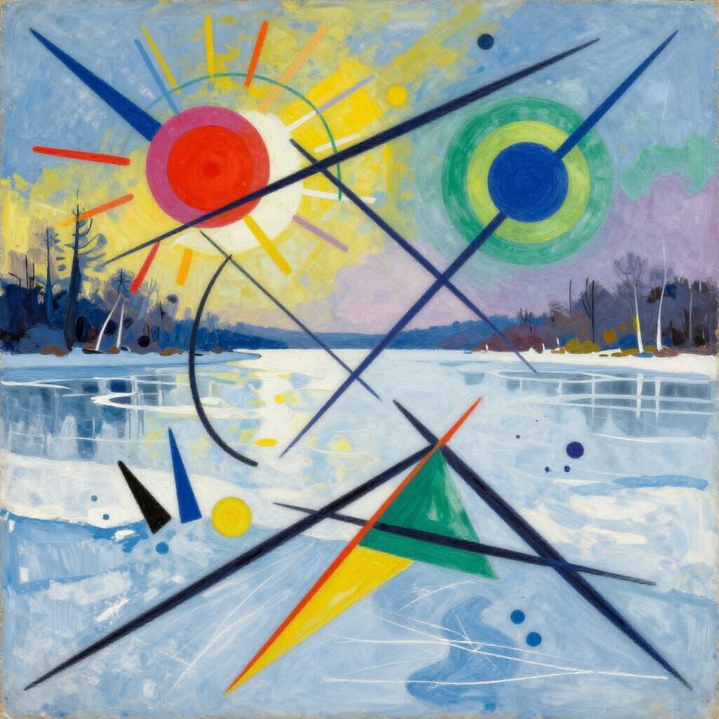 Abstract Winter Lake in Kandinsky Style