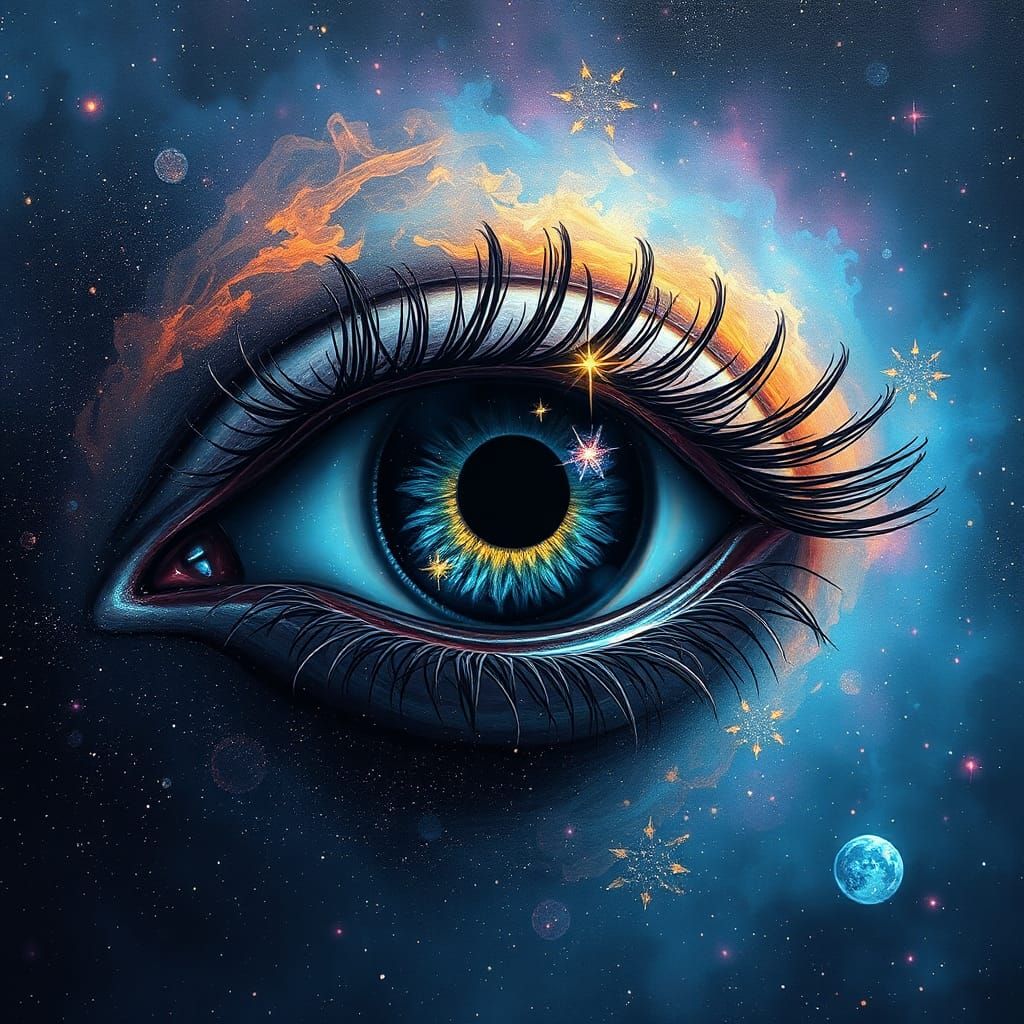 Opal Eye: Holographic Astral Illustration