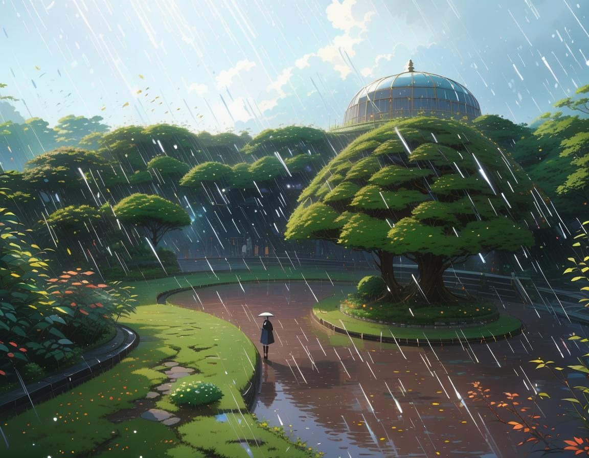 Magical Secret Garden in Anime Style