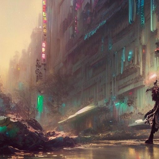 Detailed Matte Painting in Film Noir Style