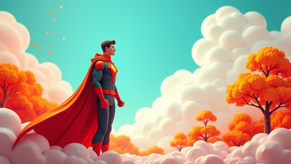 Origami Superhero Discusses Topic with Client