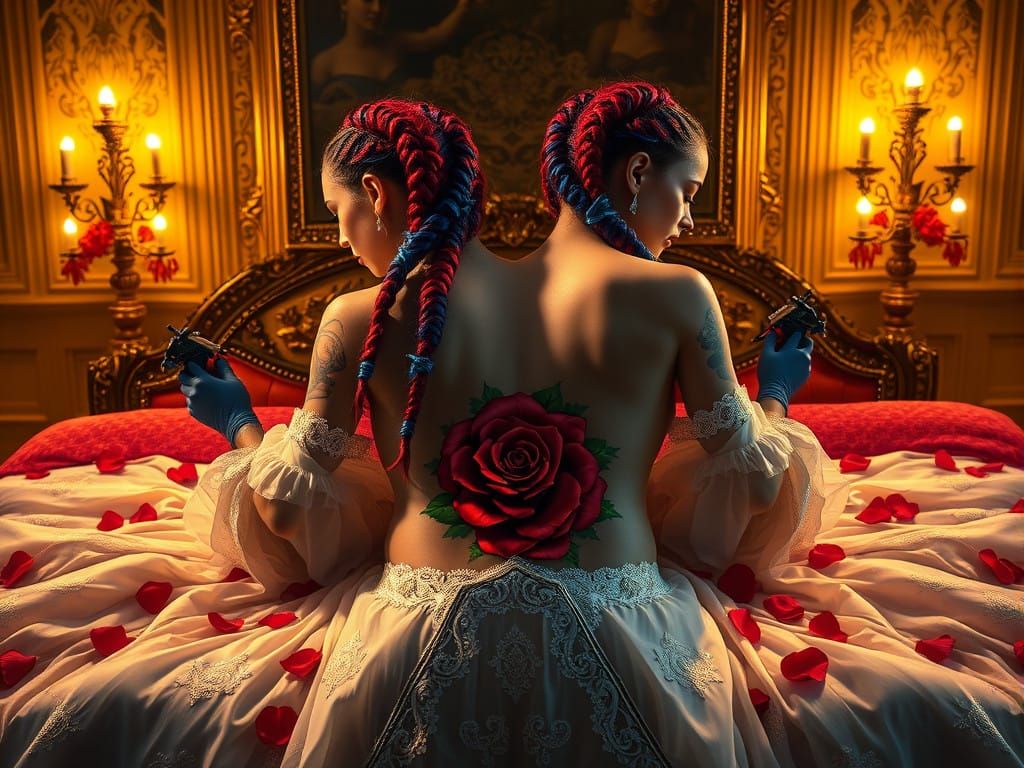 Ethereal Beauty in Cinematic Lighting: Twin Tattoo Artists a...
