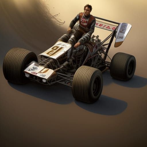 Dirt Sprint Car Races Turn One in Detailed Digital Art