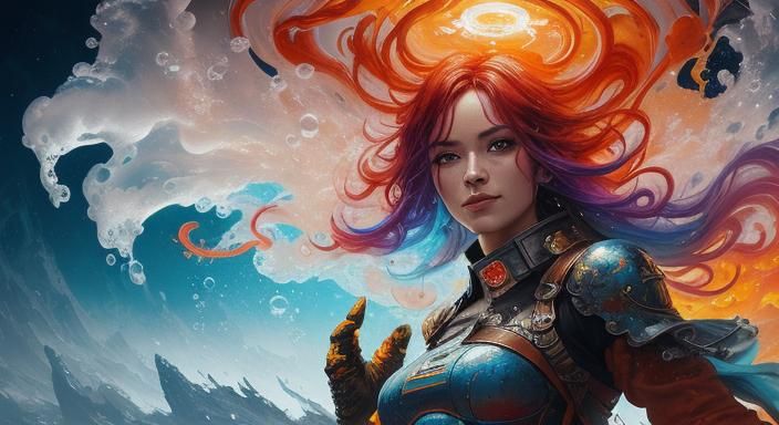 Adorable Flame Character Enjoying Bubble Bath