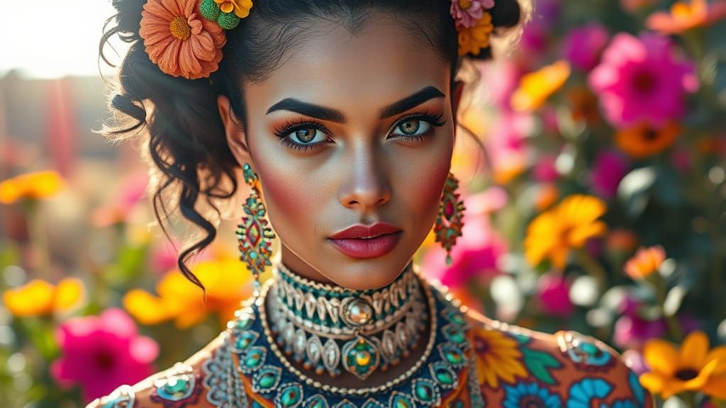 Hyperrealistic Portrait of a Woman in Futuristic Jewelry