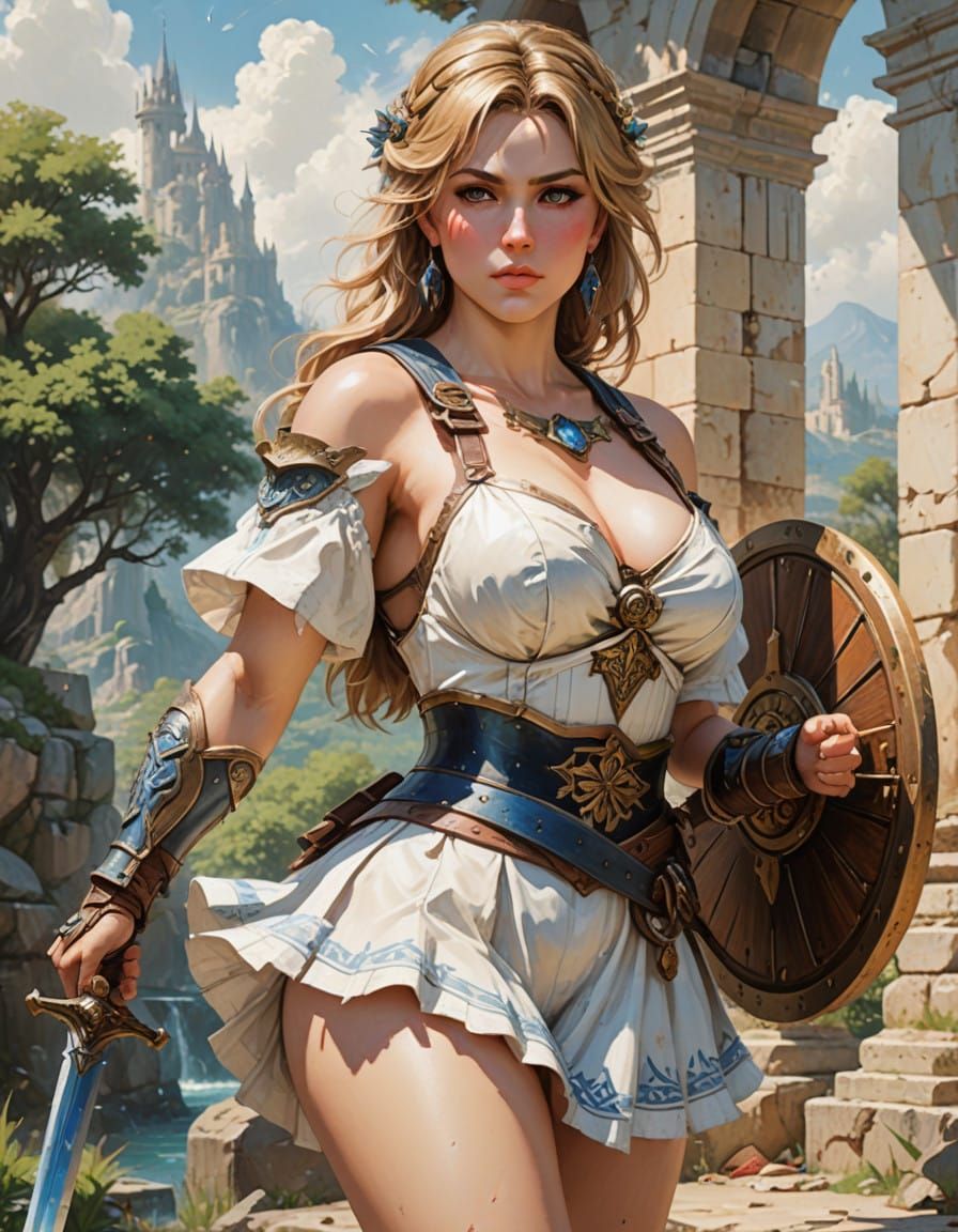 Elegant Sophitia Alexandra in Classic Oil Painting Style