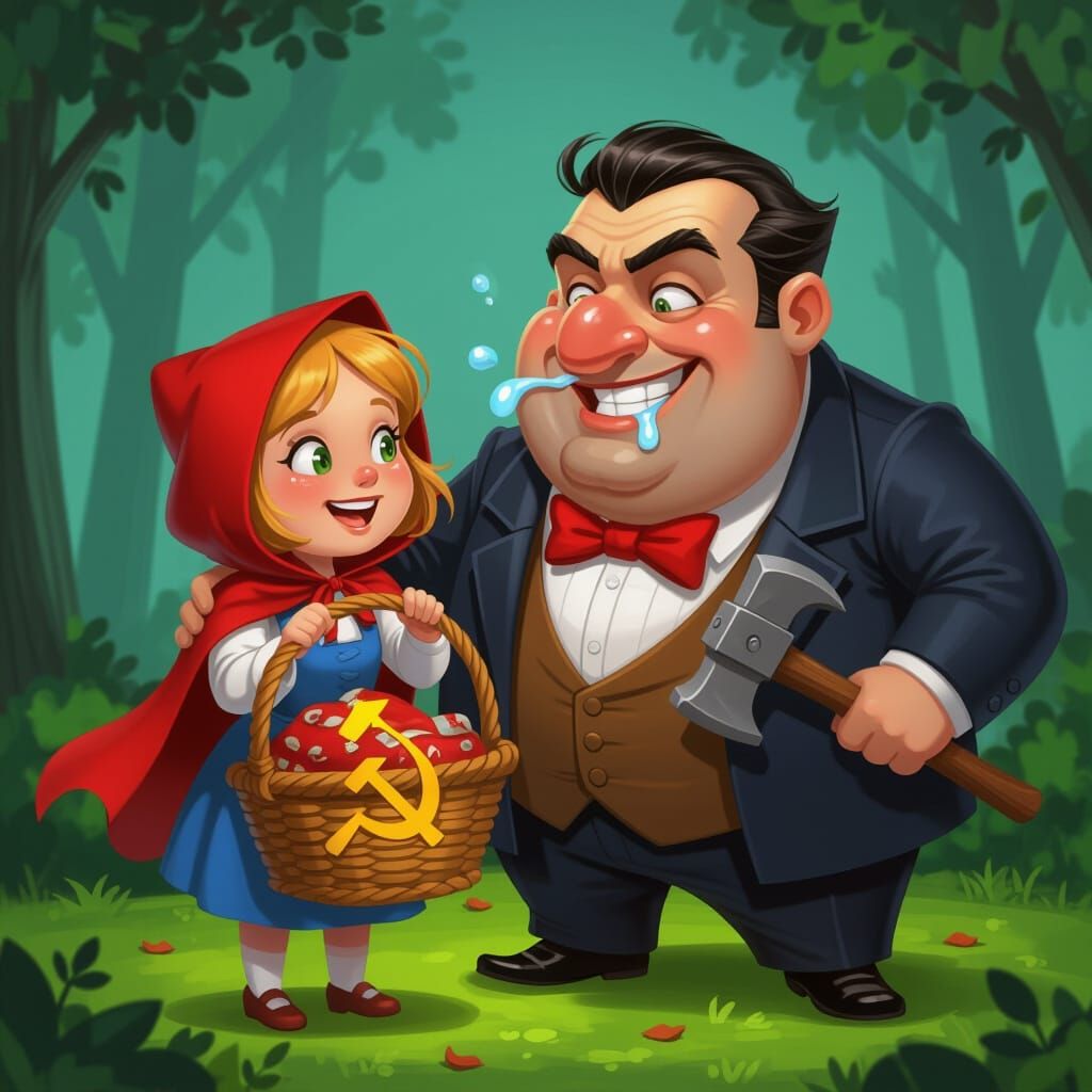Capitalist and Little Red: A Satirical Ideological Clash