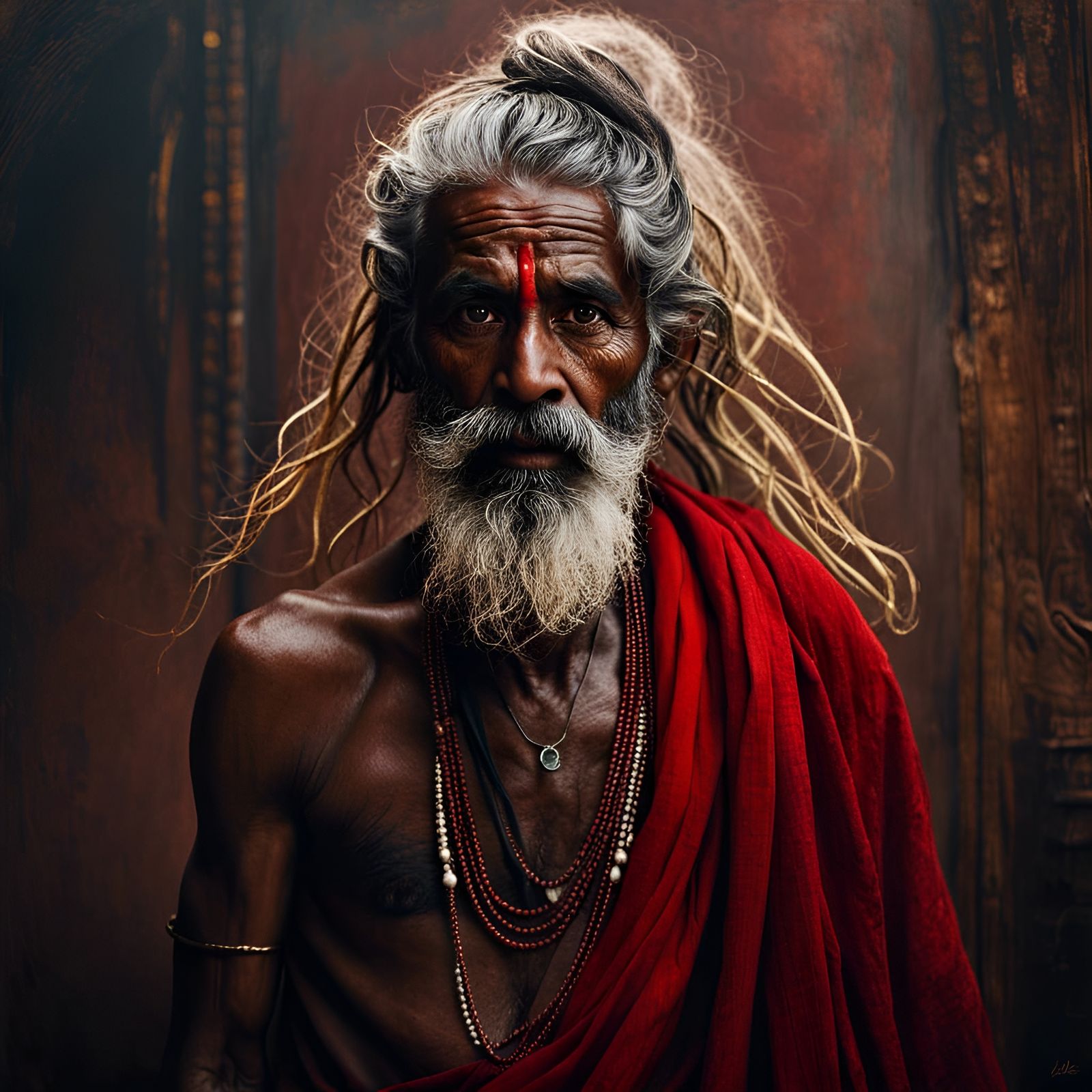 Detailed Portrait of a Hindu Sadhu