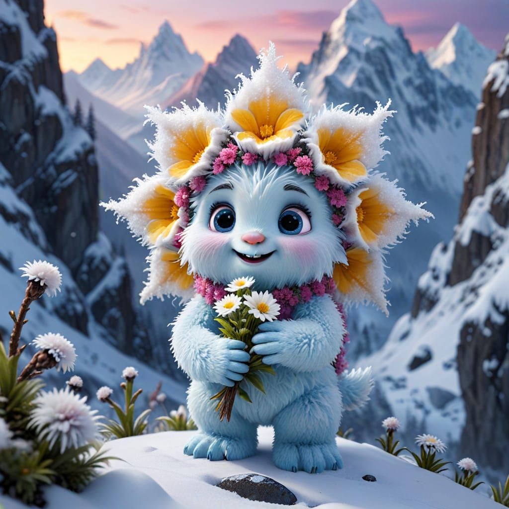 Adorable Flower Creature Searches for the Abominable Snowman...