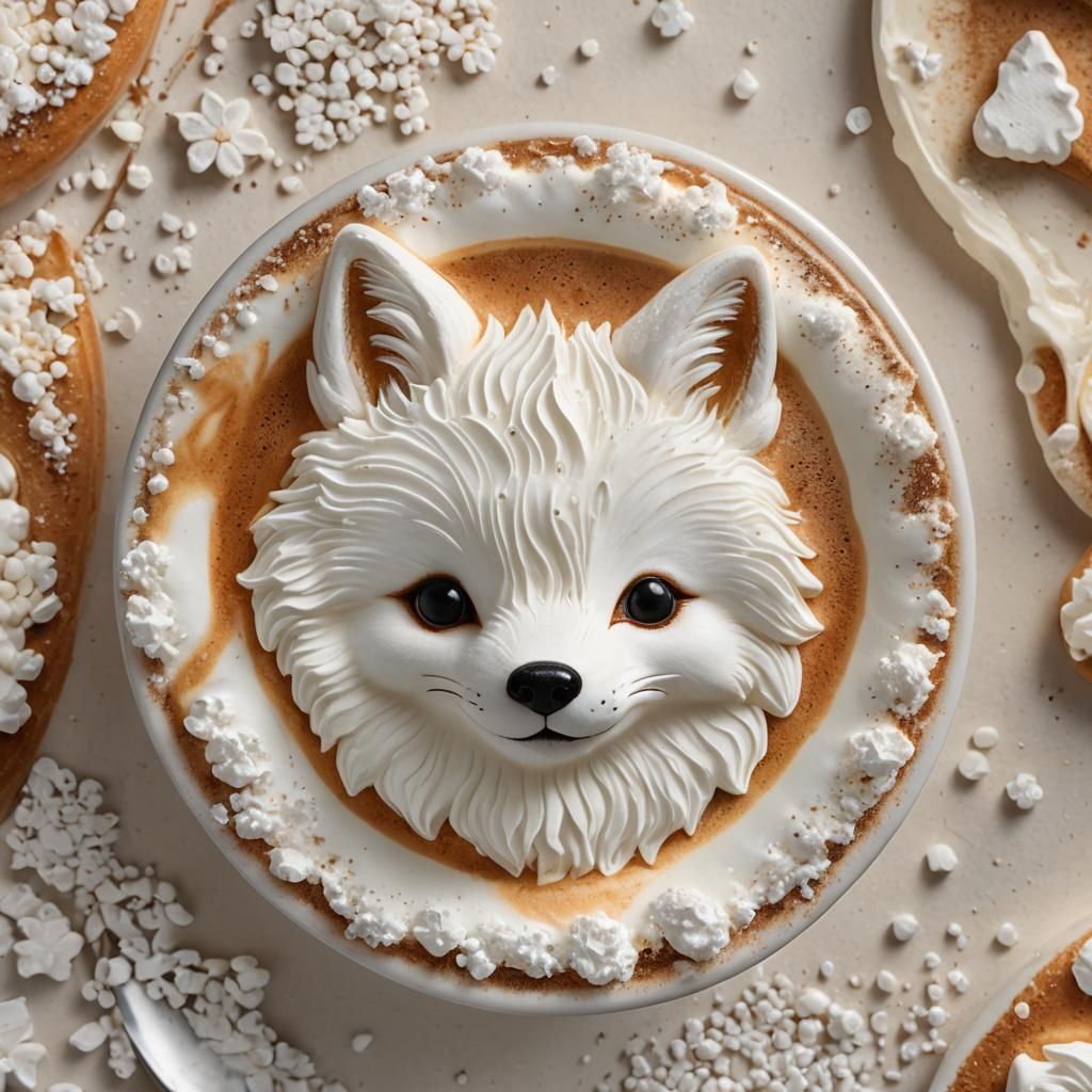 Cappuccino Art: Milk Foam Fox Walking on Coffee