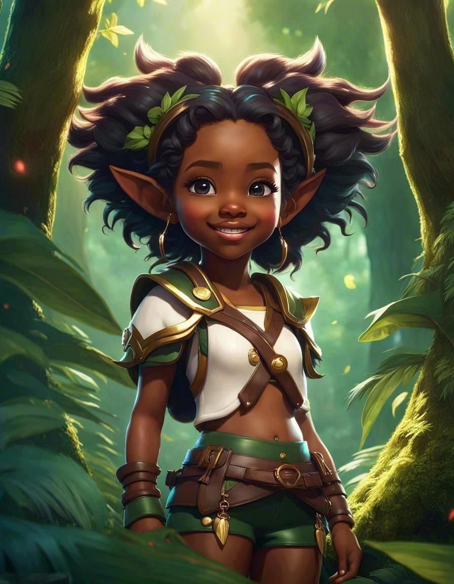 Chibi Forest Elf Portrait in Fantasy Style