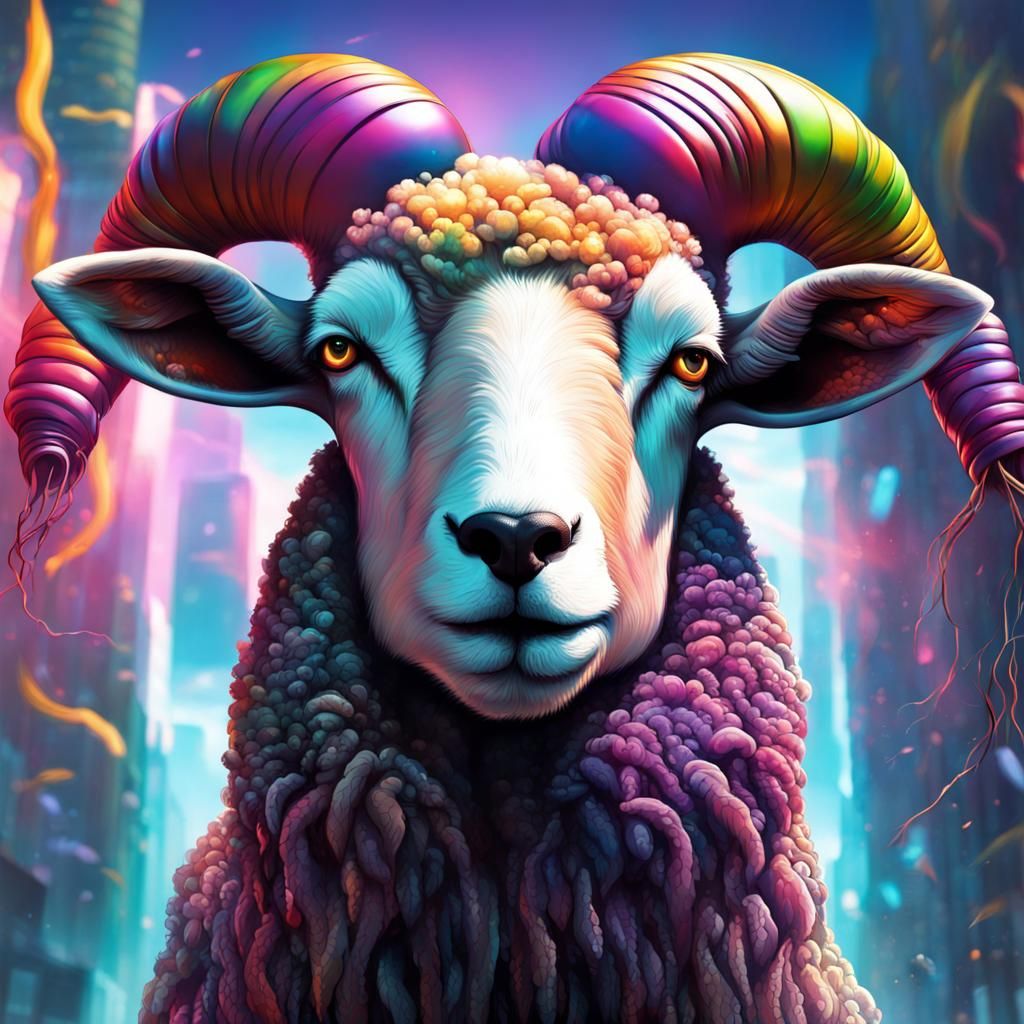 Android Dreams of Electric Sheep: Hyperrealistic Splash Art