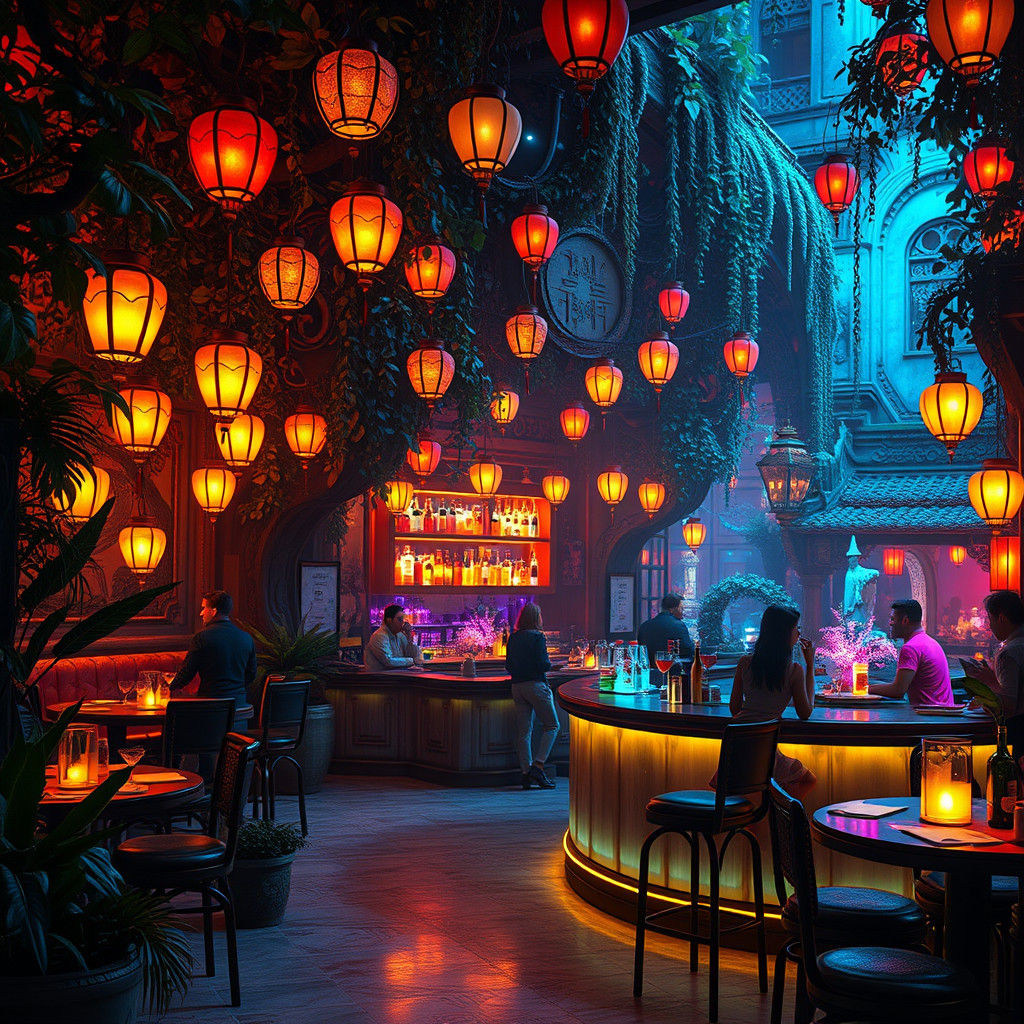 Enchanting Night Cafe Scene in 8K