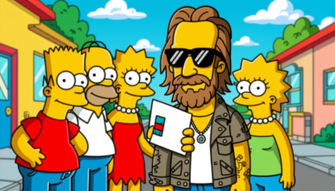 Grunge Man with Sunglasses in The Simpsons Style