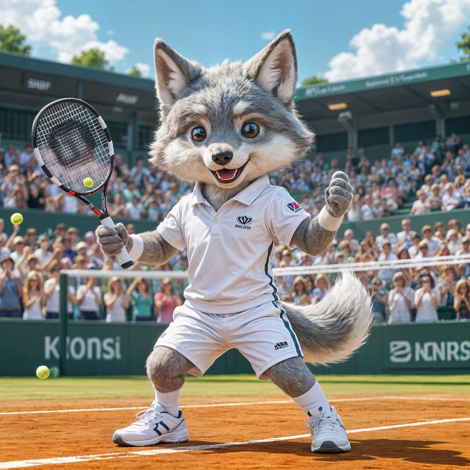 Wolf Cub Competes at Imaginary Tennis Tournament