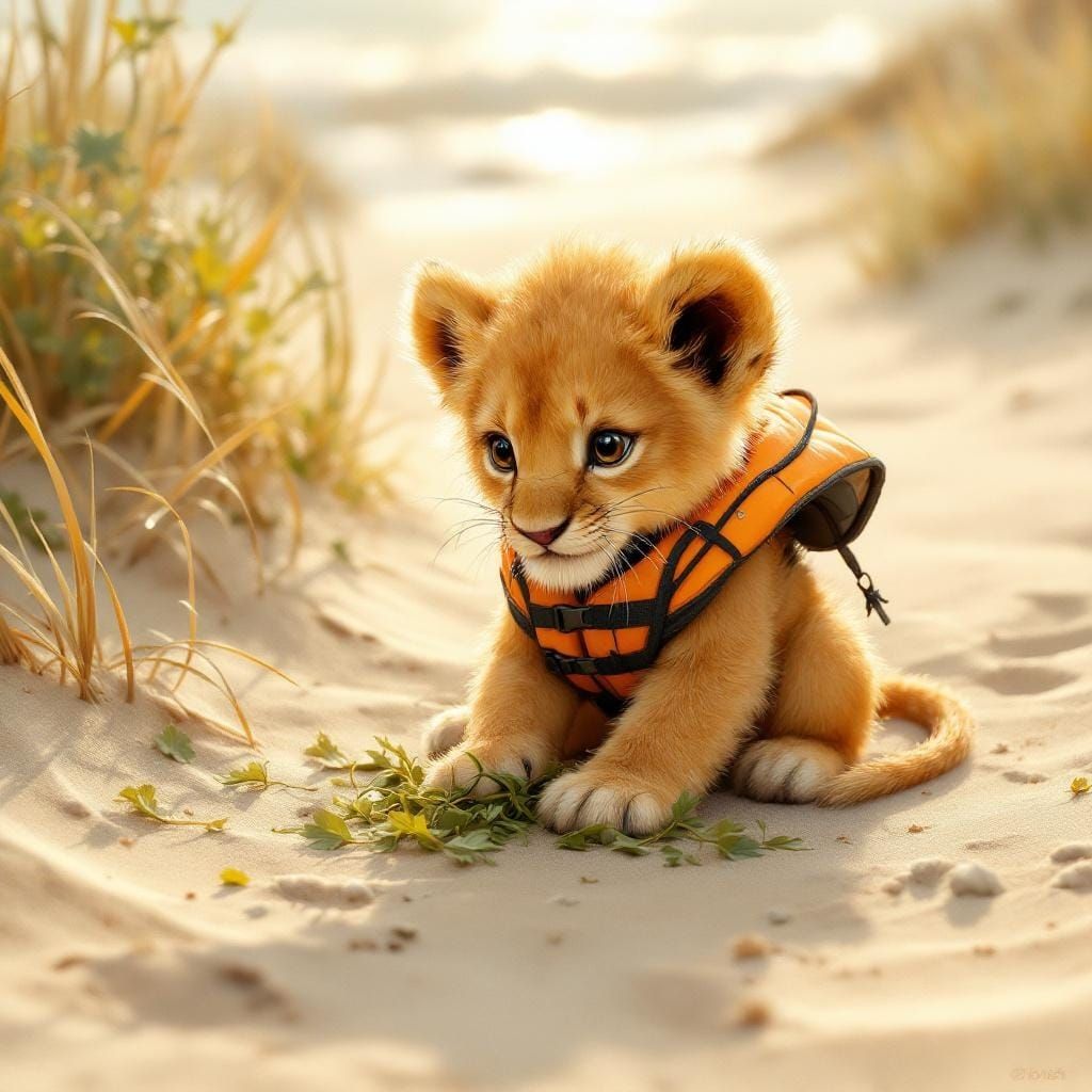 Lion Cub's Beach Day: A Watercolor Adventure