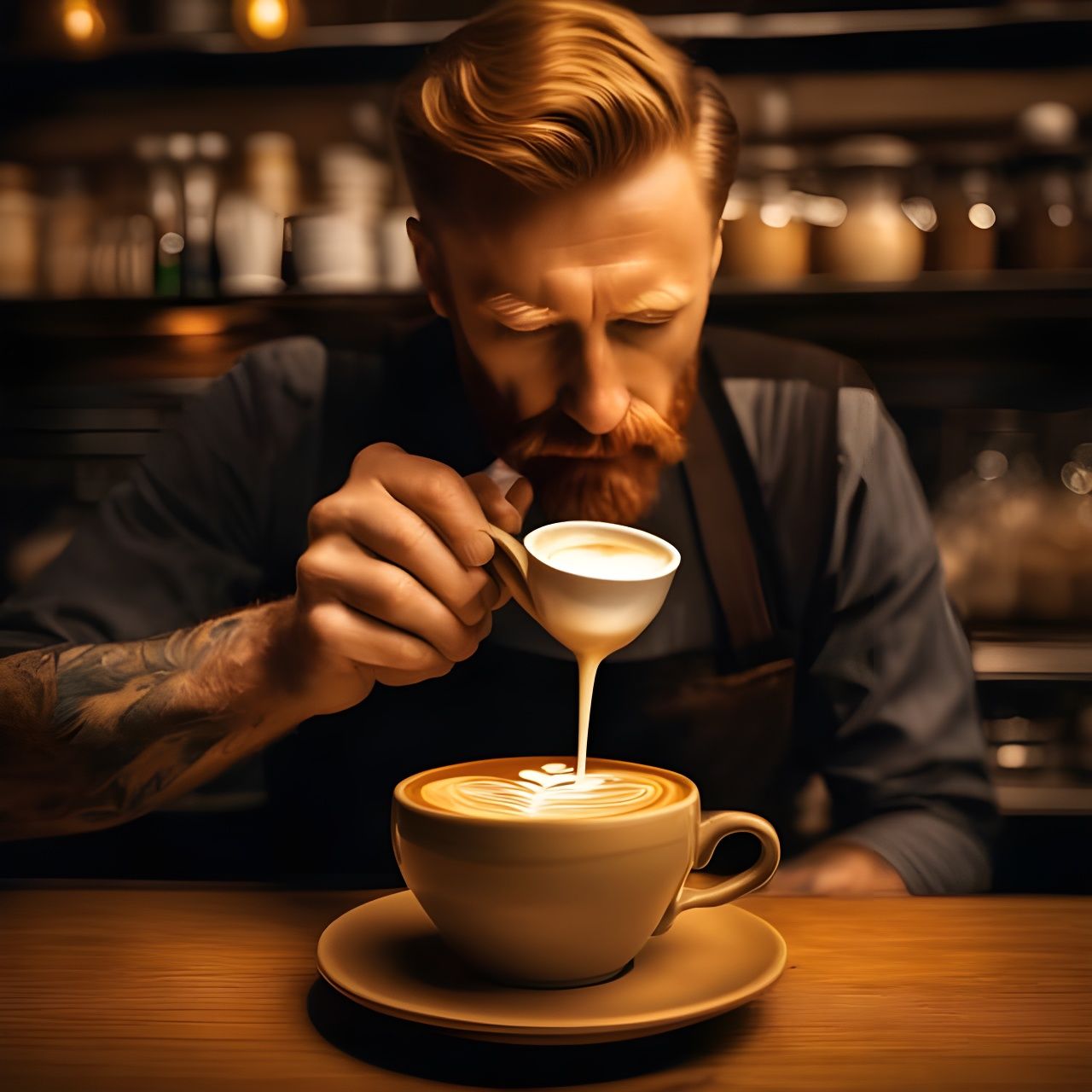 Van Gogh Creating Latte Art