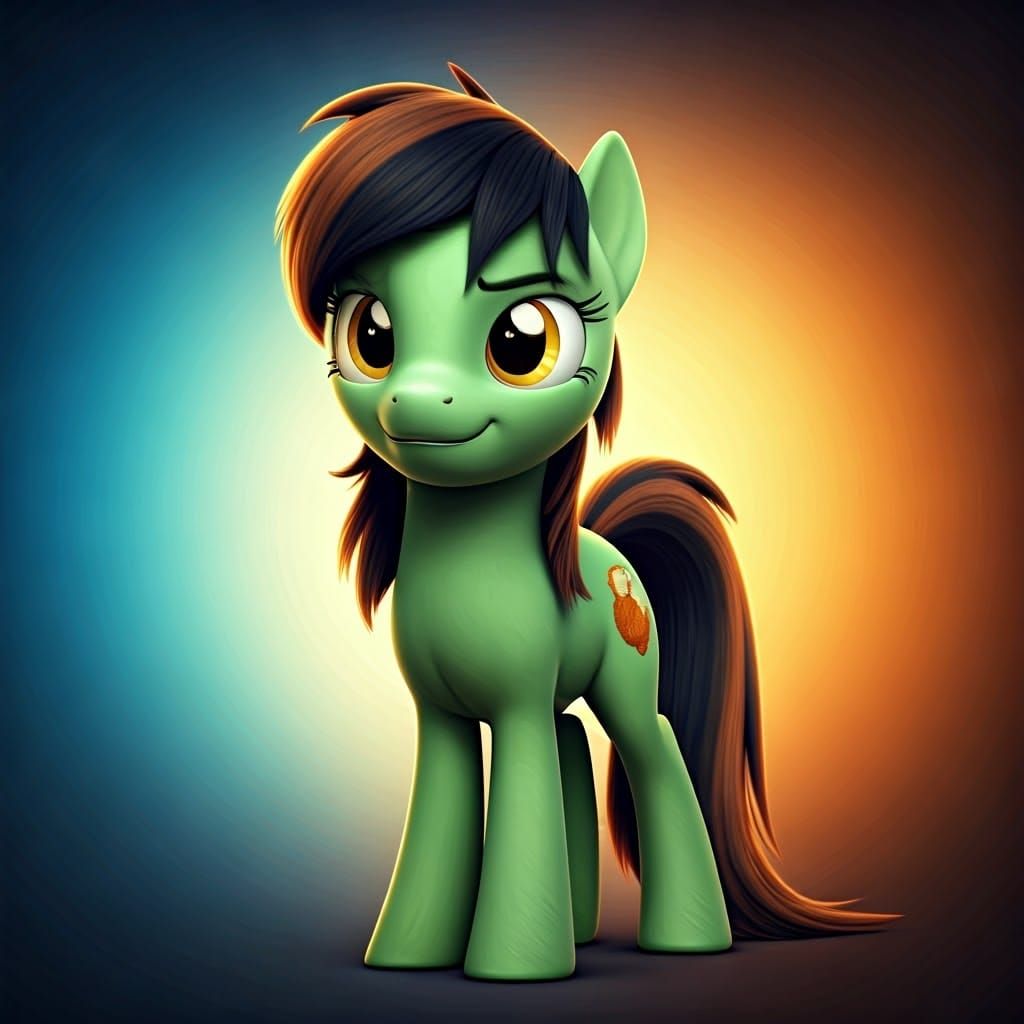 Majestic Green Pony Displays Chicken Wings Cutie Mark in Vib...