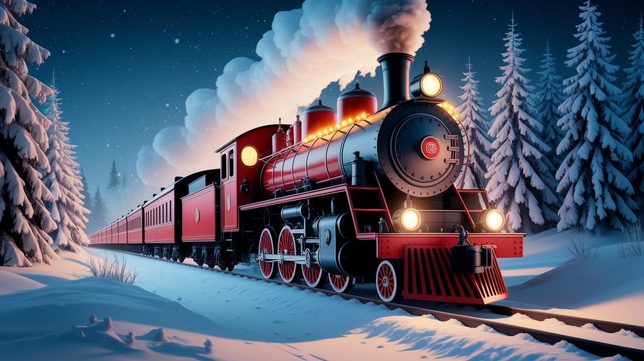 Vintage Steam Train Chugs Through Snowy Winter Wonderland