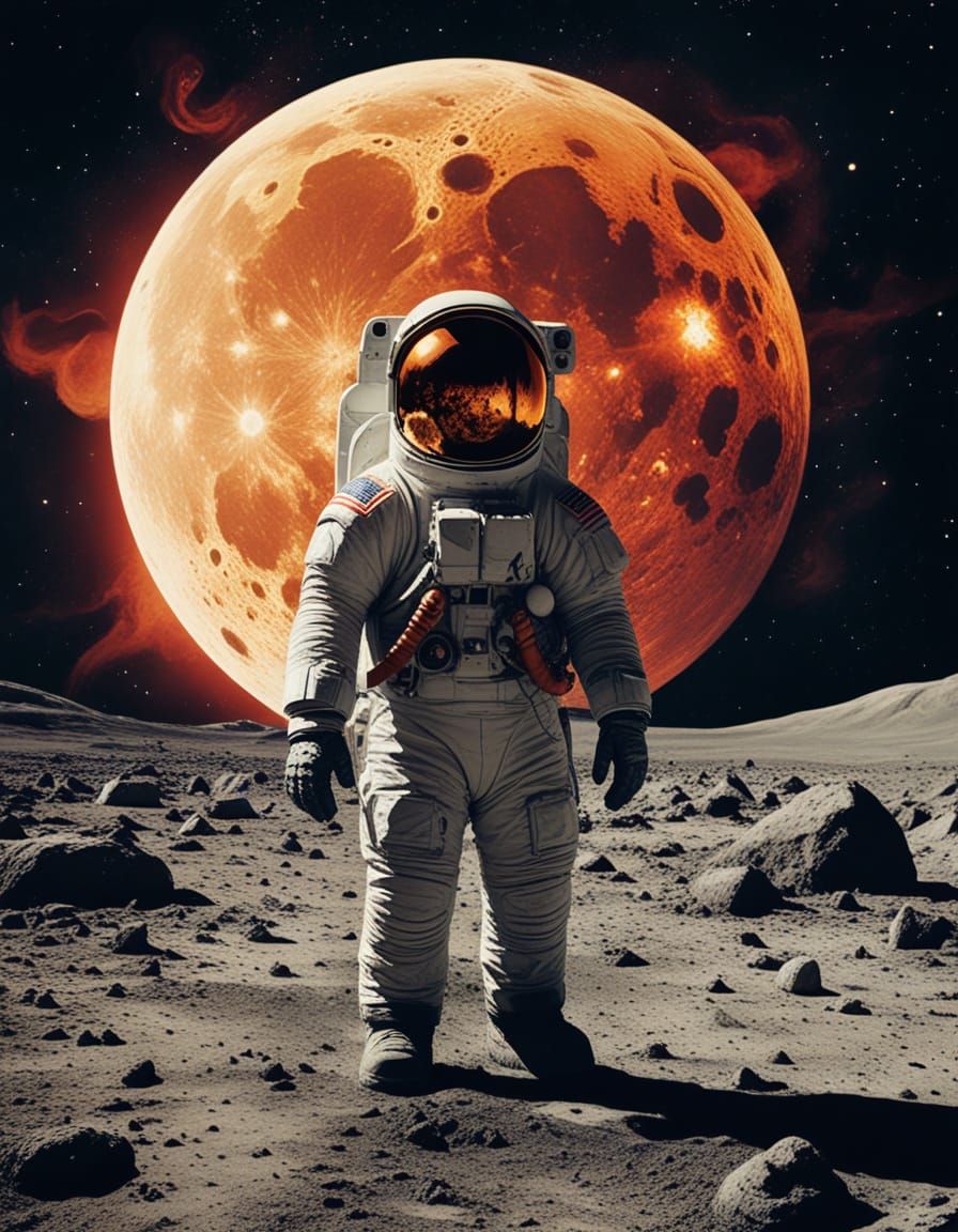 Astronaut Contemplates Earth's Doom Amidst Cosmic Chaos