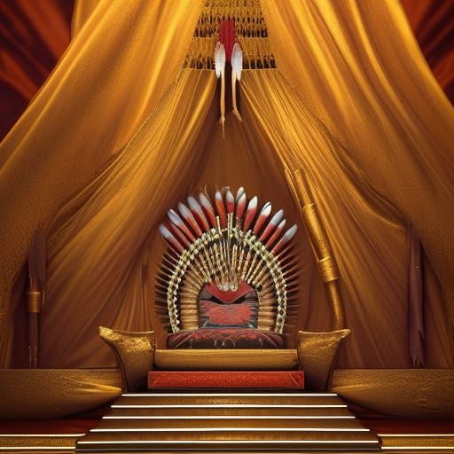 Golden Native American Throne Room in Fantasy Style