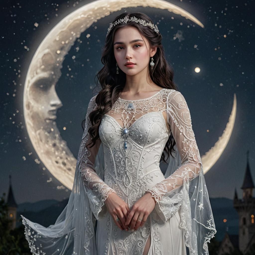 Moon Goddess Selene in Gothic Fantasy Portrait