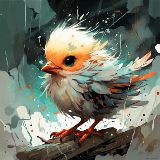 Simple AI Image of a Baby Bird
