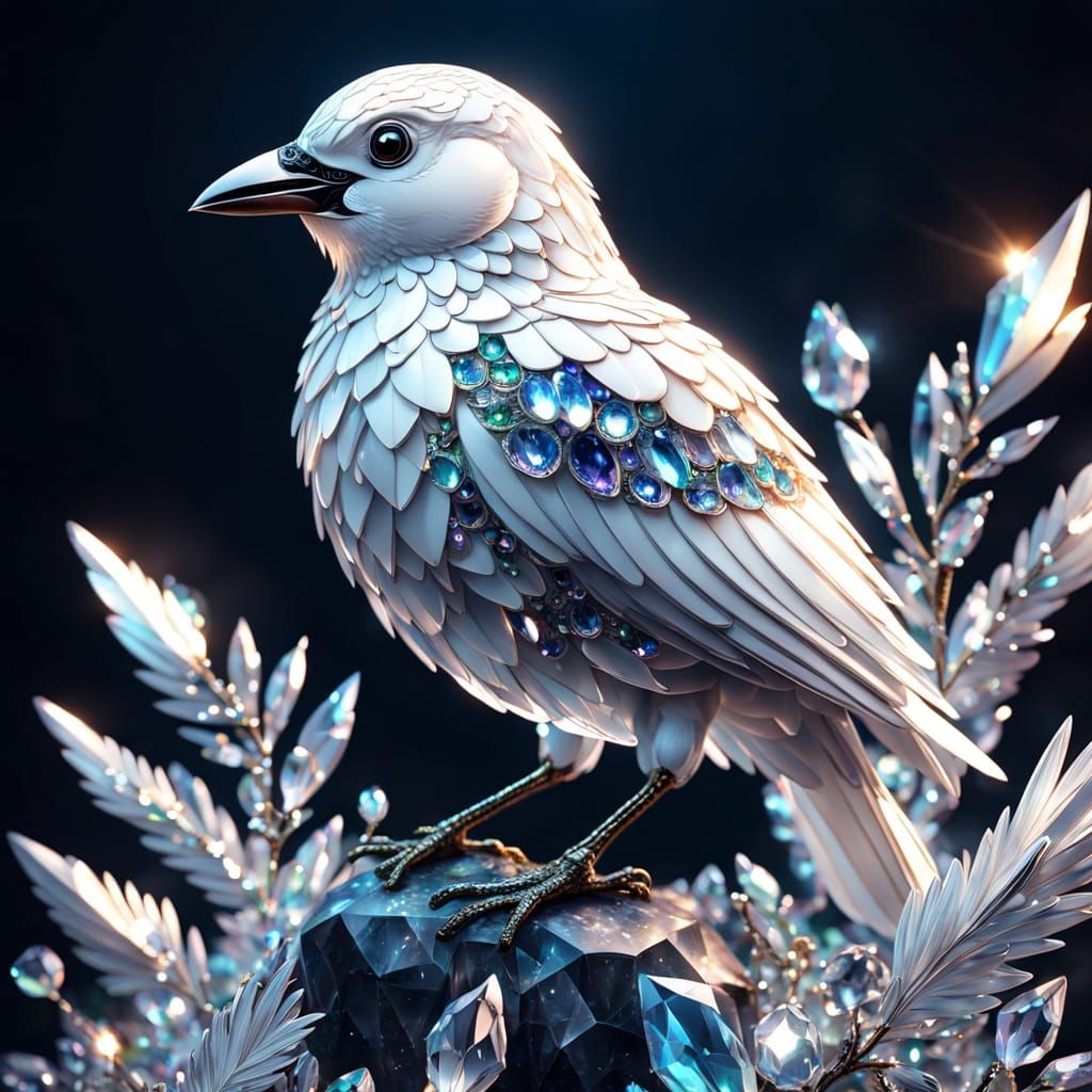 Crystalline Bird Shines with Volumetric Lighting