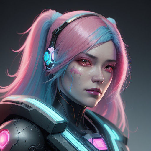 Ethereal Cutepunk Portrait in Pastel Hues