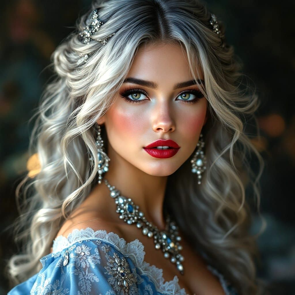 Ethereal Lady in Rococo Splendor