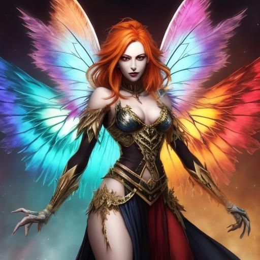 Evil Fairy with Rainbow Eyes and Wings