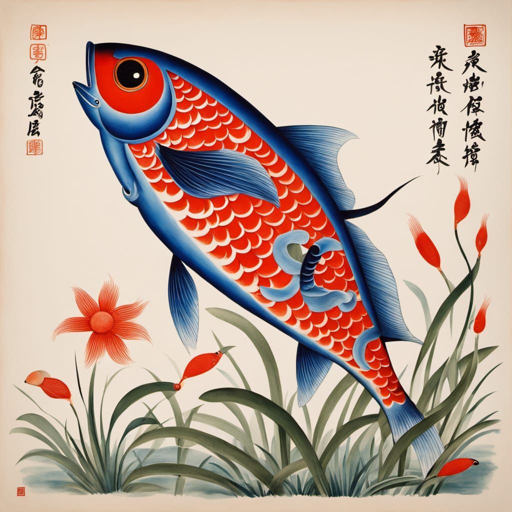 Majestic Chinese Flower and Bird Painting