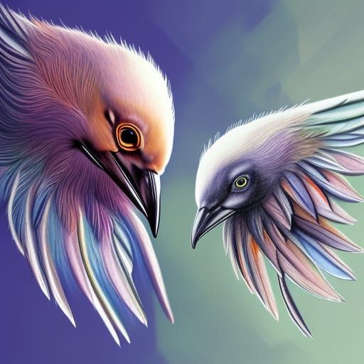 Award Winning Crayon Drawing of Evolved Birds