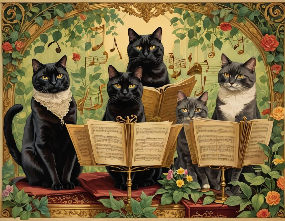Cats Sing Happy Birthday in Whimsical Style