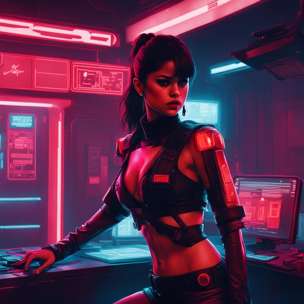 Selena Gomez as Cyberpunk Nurse in Neon City