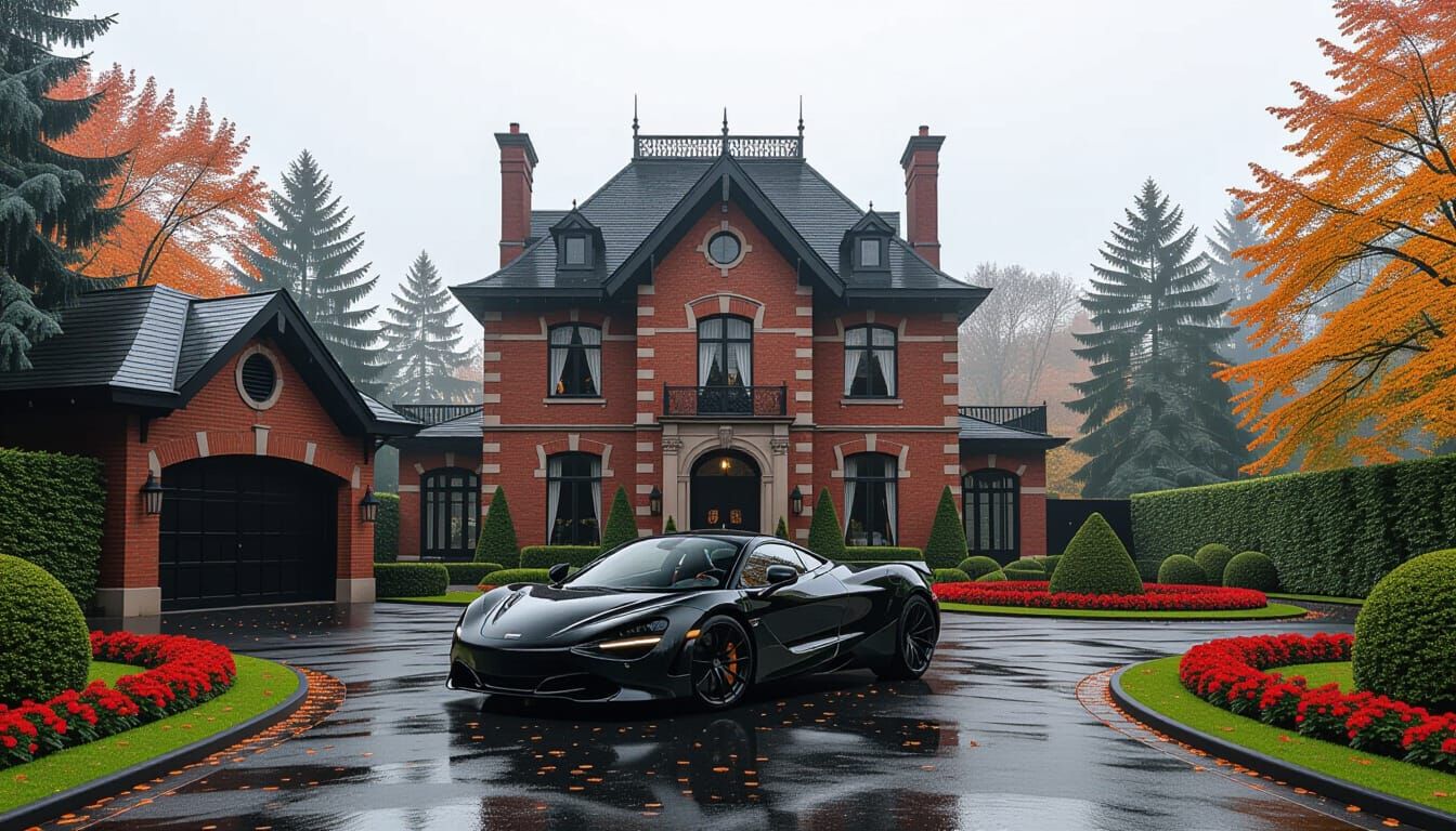 Victorian Chateau with McLaren in Misty Season