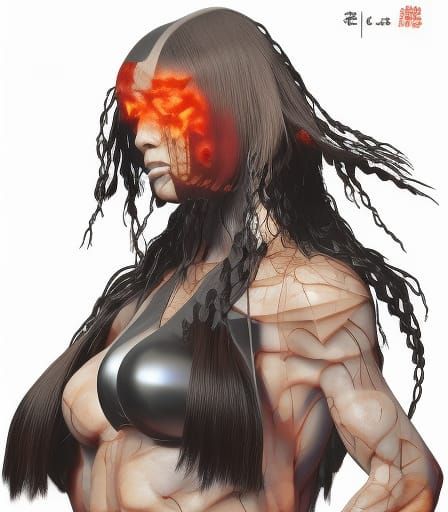 Fire Goddess Warrior in Manga Horror Style